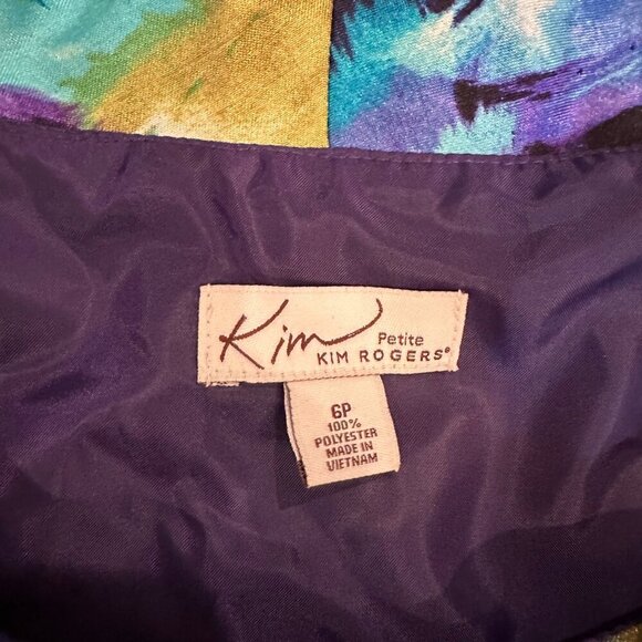 KIM ROGERS Floral Sleeveless A-Line Dress With Cowl Neck & Pleats Multicolor 6P - Picture 9 of 10